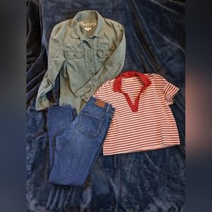 Smol Madewell Set: Jeans Size26, Cotton Button Up SizeS, Short Sleeve SizeXS